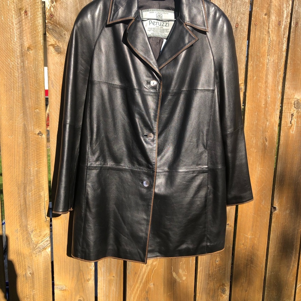 Peruzzi Italian Black Leather Jacket  Women’s Size 42 (L-12)